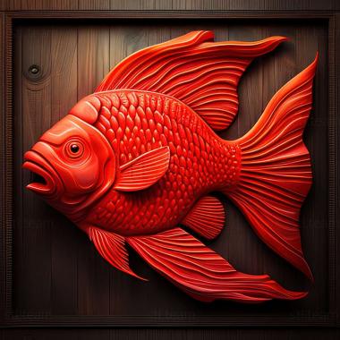 3D модель Красная рыба-попугай (STL)